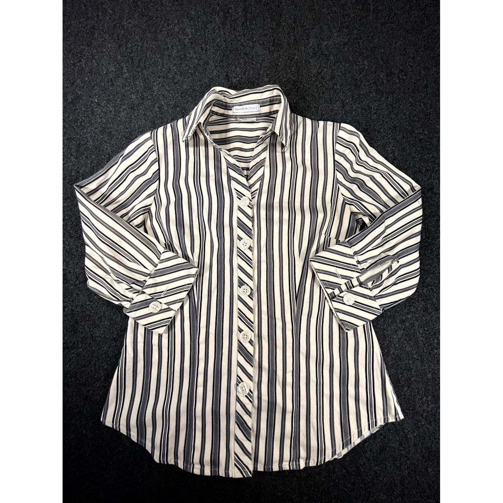 Van Heusen Studio Shirt Womens XS Multicolor Striped Stretch Button Front Blouse